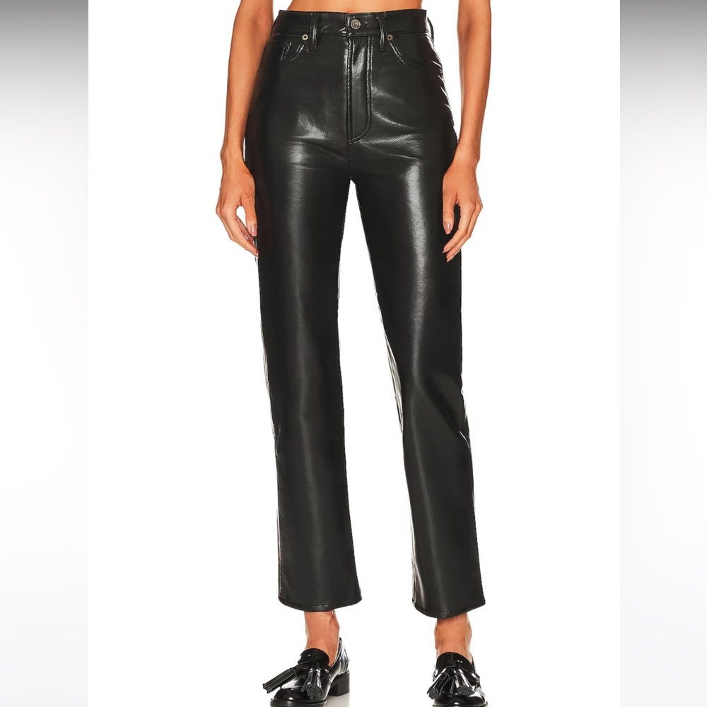 Agolde Recycled Leather 90s Pinch Waist Black Detox Pants sz 30